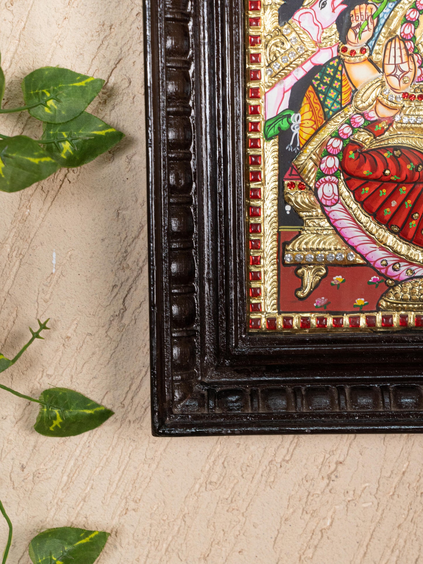 Tanjore Painting - Gajalakshmi - Semi Embossed - 12x10 inch - WL5239