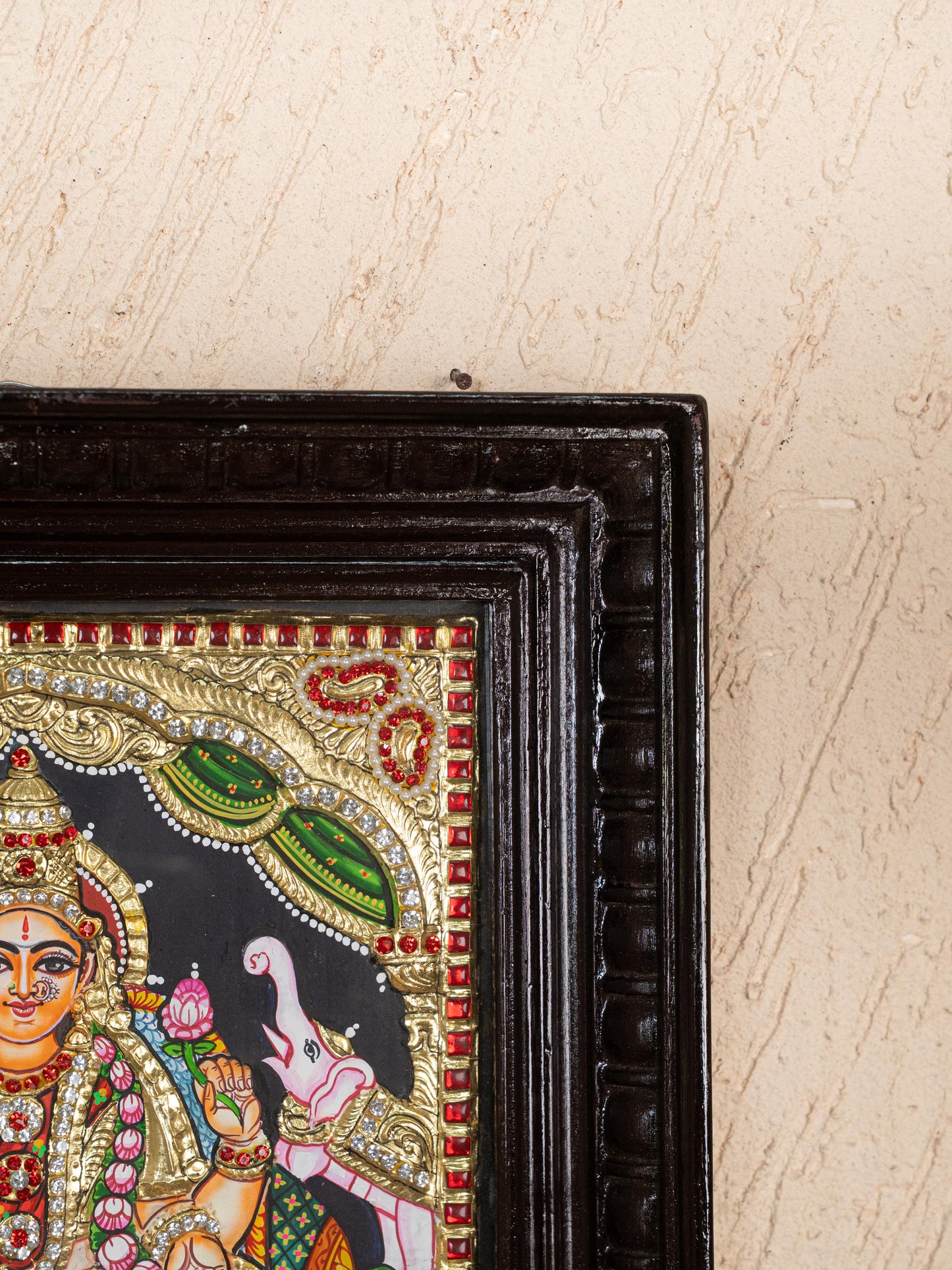 Tanjore Painting - Gajalakshmi - Semi Embossed - 12x10 inch - WL5239