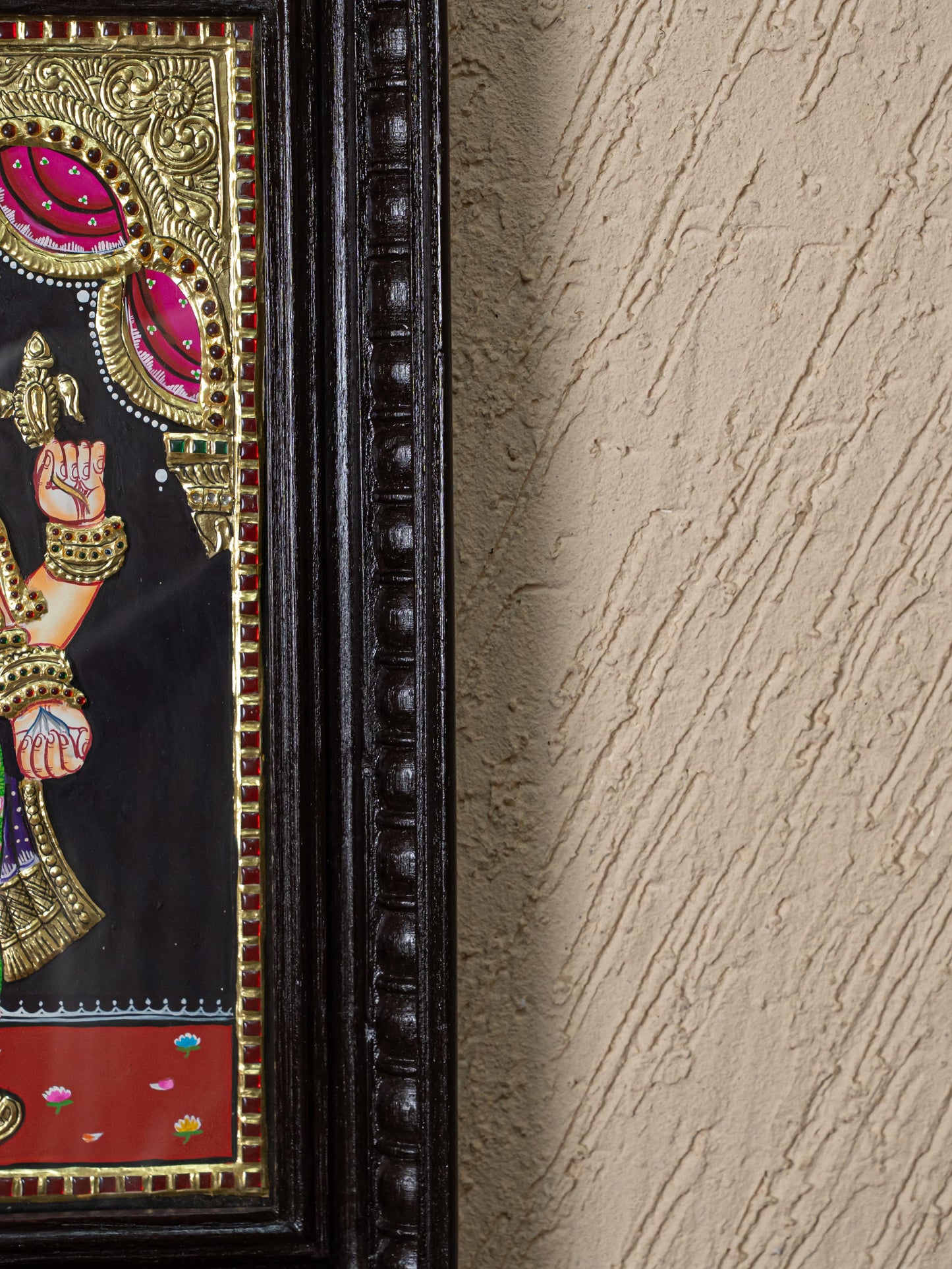 Tanjore Painting - Standing Ganesha - Flat (Gold foil) - 15x12 inch - WL5240