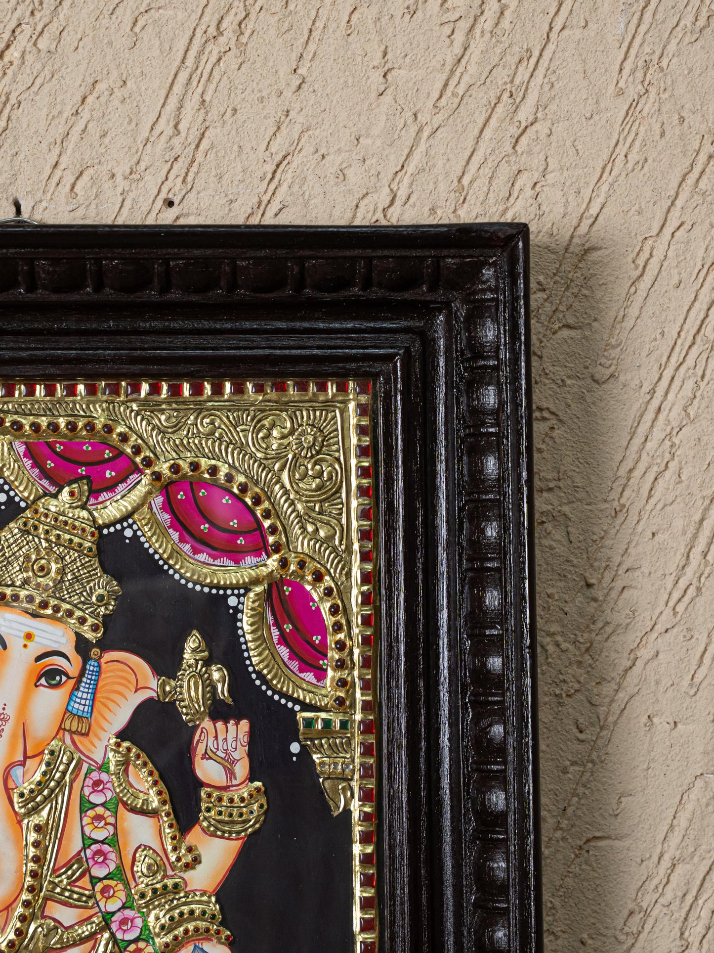 Tanjore Painting - Standing Ganesha - Flat (Gold foil) - 15x12 inch - WL5240