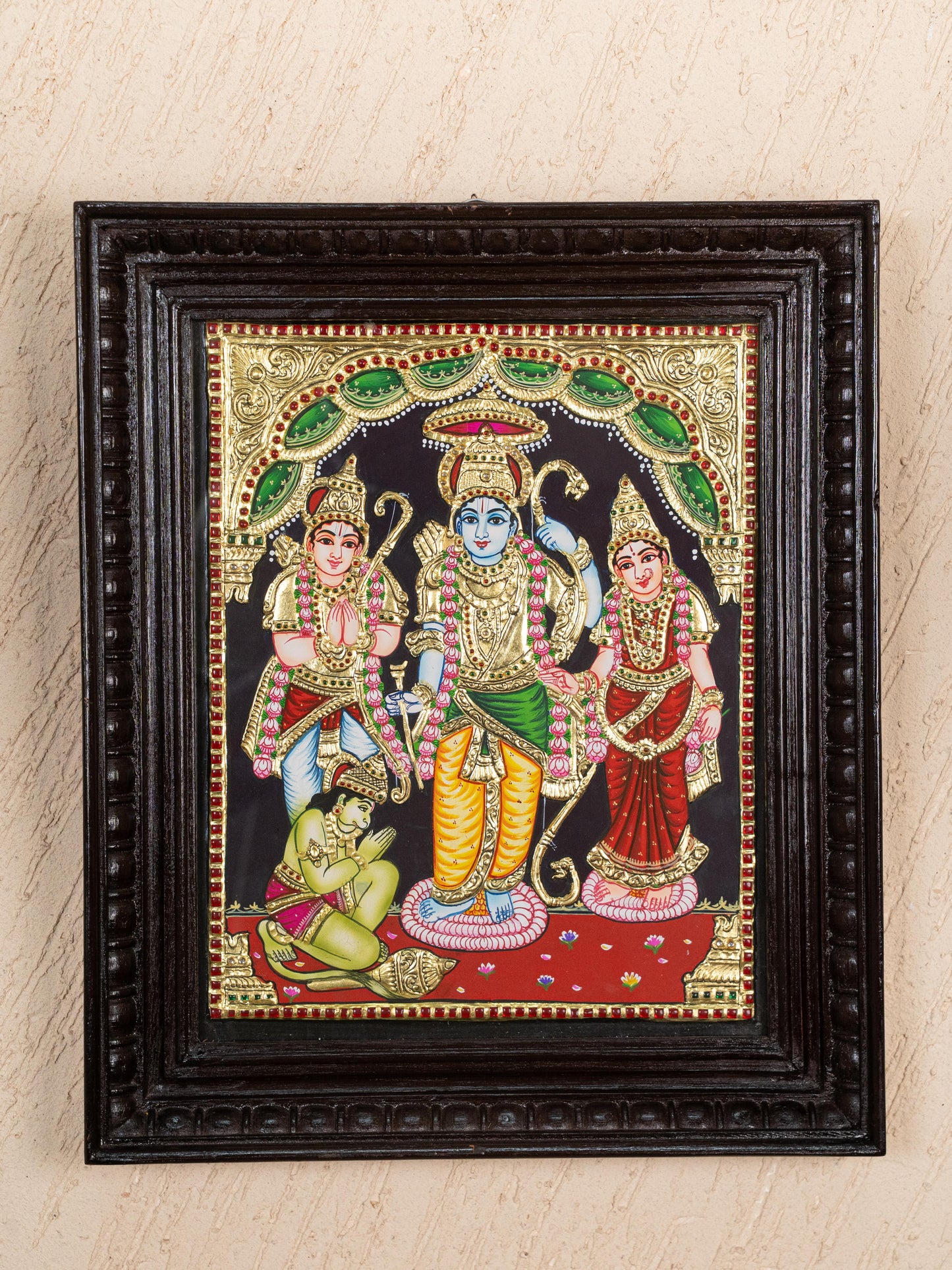Tanjore Painting - Ram Darbar - Flat (Gold Foil) - 15x12 inch - WL5242