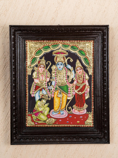 Tanjore Painting - Ram Darbar - Flat (Gold Foil) - 15x12 inch - WL5242
