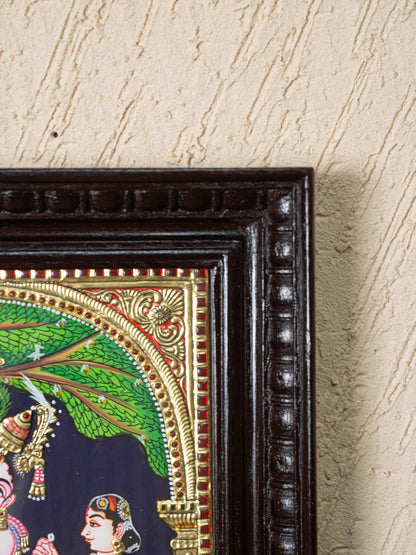 Tanjore Painting - Krishna with Gopikas - Flat (Gold Foil) - 15x12 inch - WL5243