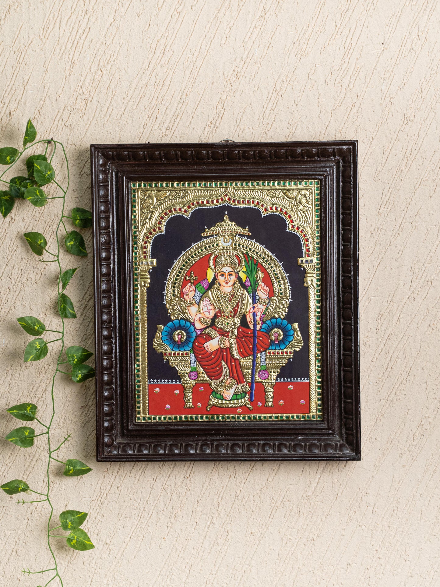 Tanjore Painting - Kamatchi - Flat (Gold foil) - 15x12 inch - WL5245