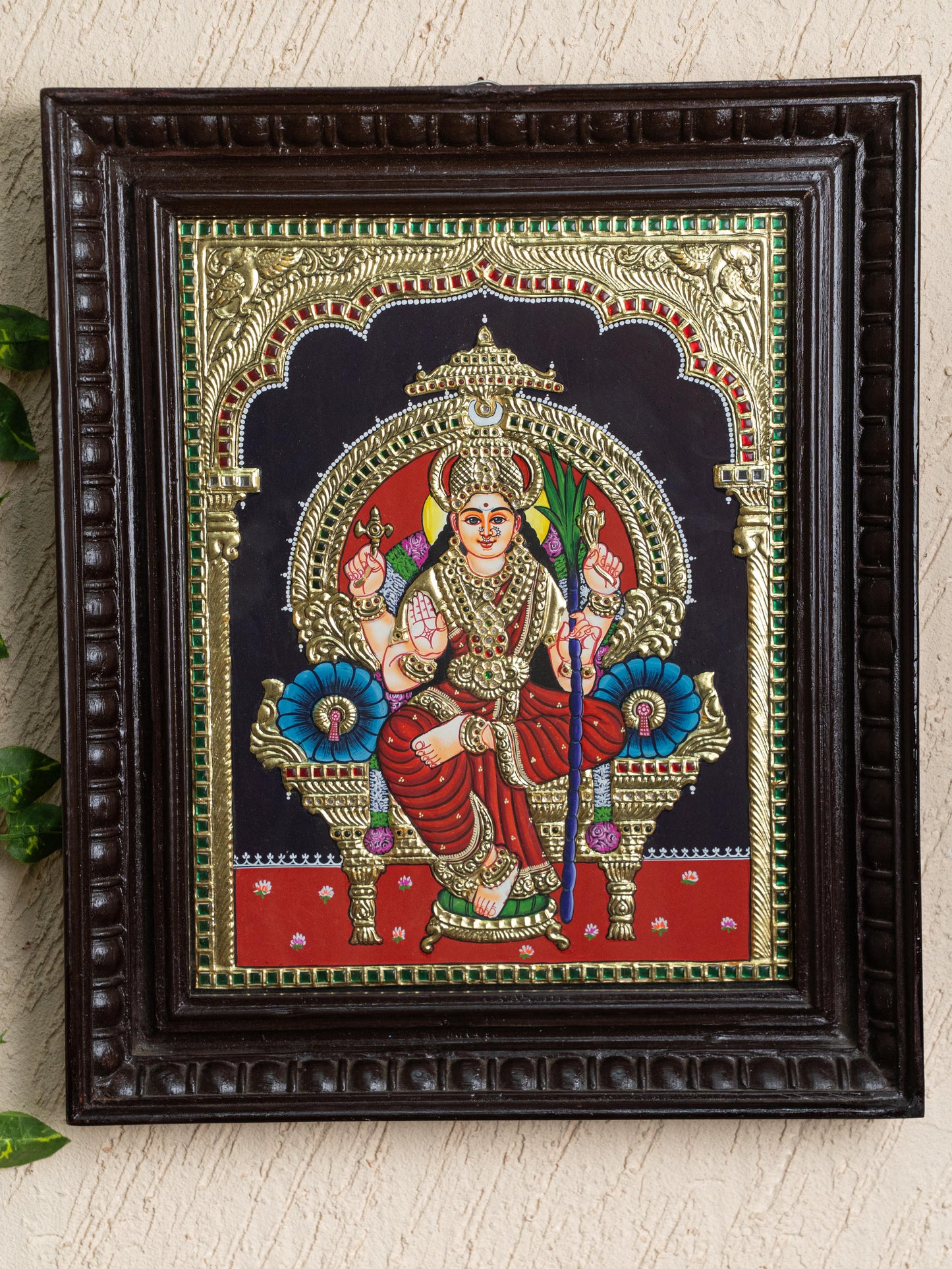 Tanjore Painting - Kamatchi - Flat (Gold foil) - 15x12 inch - WL5245