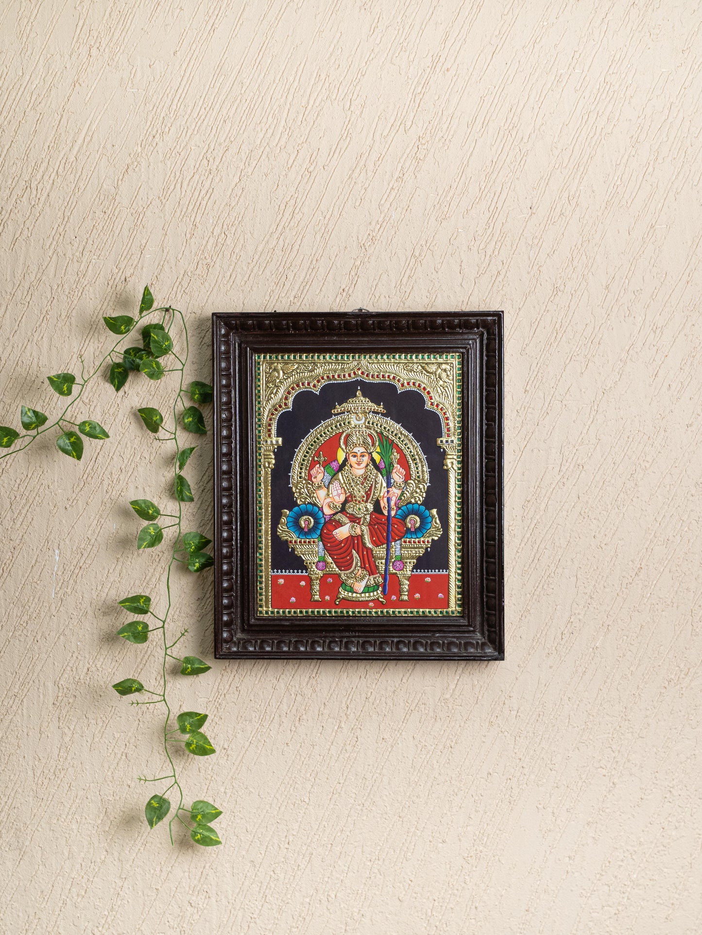 Tanjore Painting - Kamatchi - Flat (Gold foil) - 15x12 inch - WL5245
