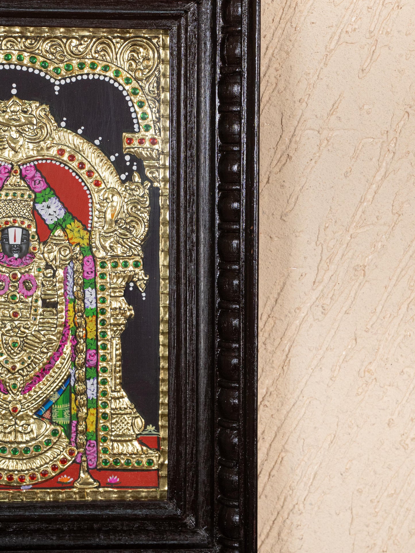 Tanjore Painting - Balaji-Padmavati Thayar - Flat (Gold Foil) - 15x12 inch - WL5246