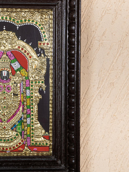 Tanjore Painting - Balaji-Padmavati Thayar - Flat (Gold Foil) - 15x12 inch - WL5246