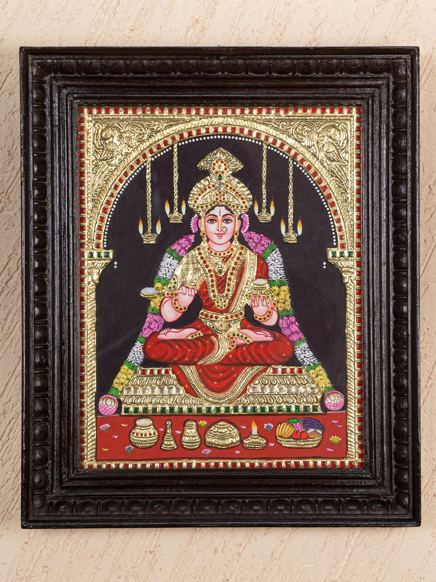 Tanjore Painting - Annapoorani - Flat (Gold Foil) - 15x12 inch - WL5247
