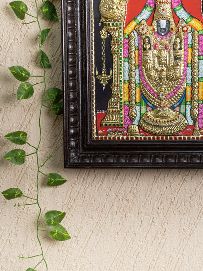 Tanjore Painting - Tirupati Balaji - Semi Embossed - 15x12 inch - WL5248