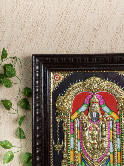 Tanjore Painting - Tirupati Balaji - Semi Embossed - 15x12 inch - WL5248