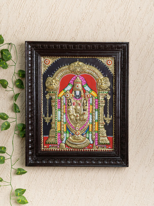 Tanjore Painting - Tirupati Balaji - Semi Embossed - 15x12 inch - WL5248