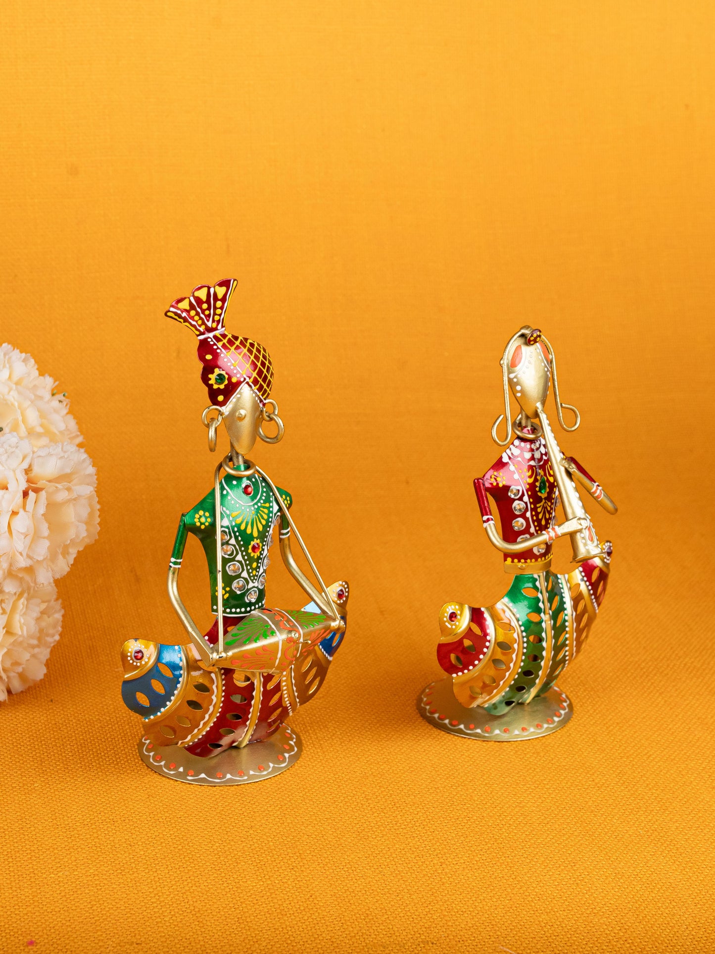 Metal Handpainted Musician T Light Holder - Set of 2 - WL5256