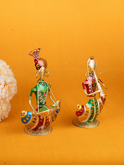 Metal Handpainted Musician T Light Holder - Set of 2 - WL5256