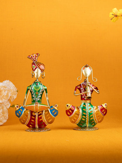 Metal Handpainted Musician T Light Holder - Set of 2 - WL5256