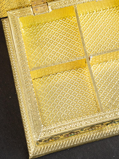 Customized - Meenakari Dry Fruit Box - Gold - 8x8 inch - WL5261