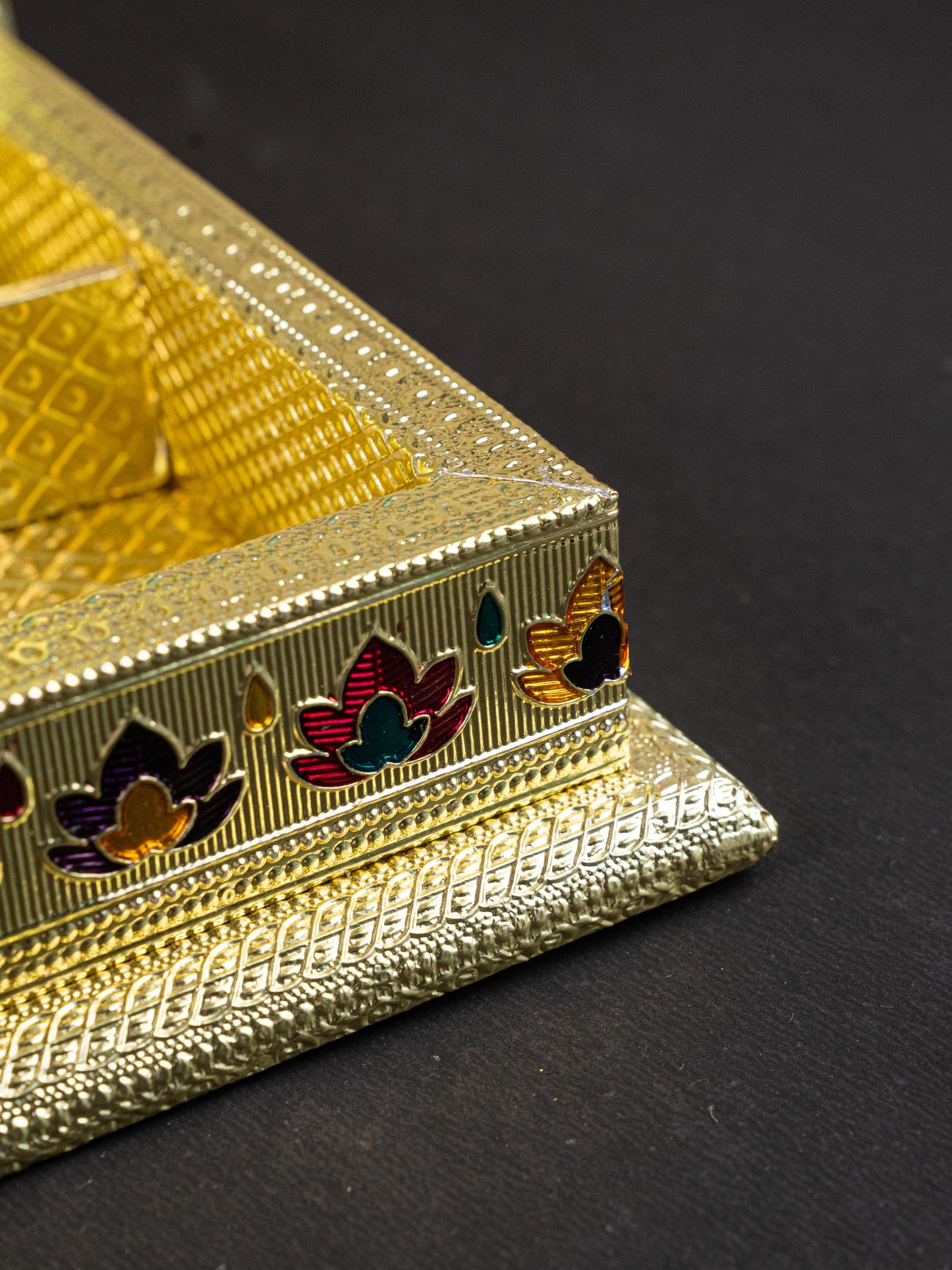 Customized - Meenakari Dry Fruit Box - Gold - 8x8 inch - WL5261