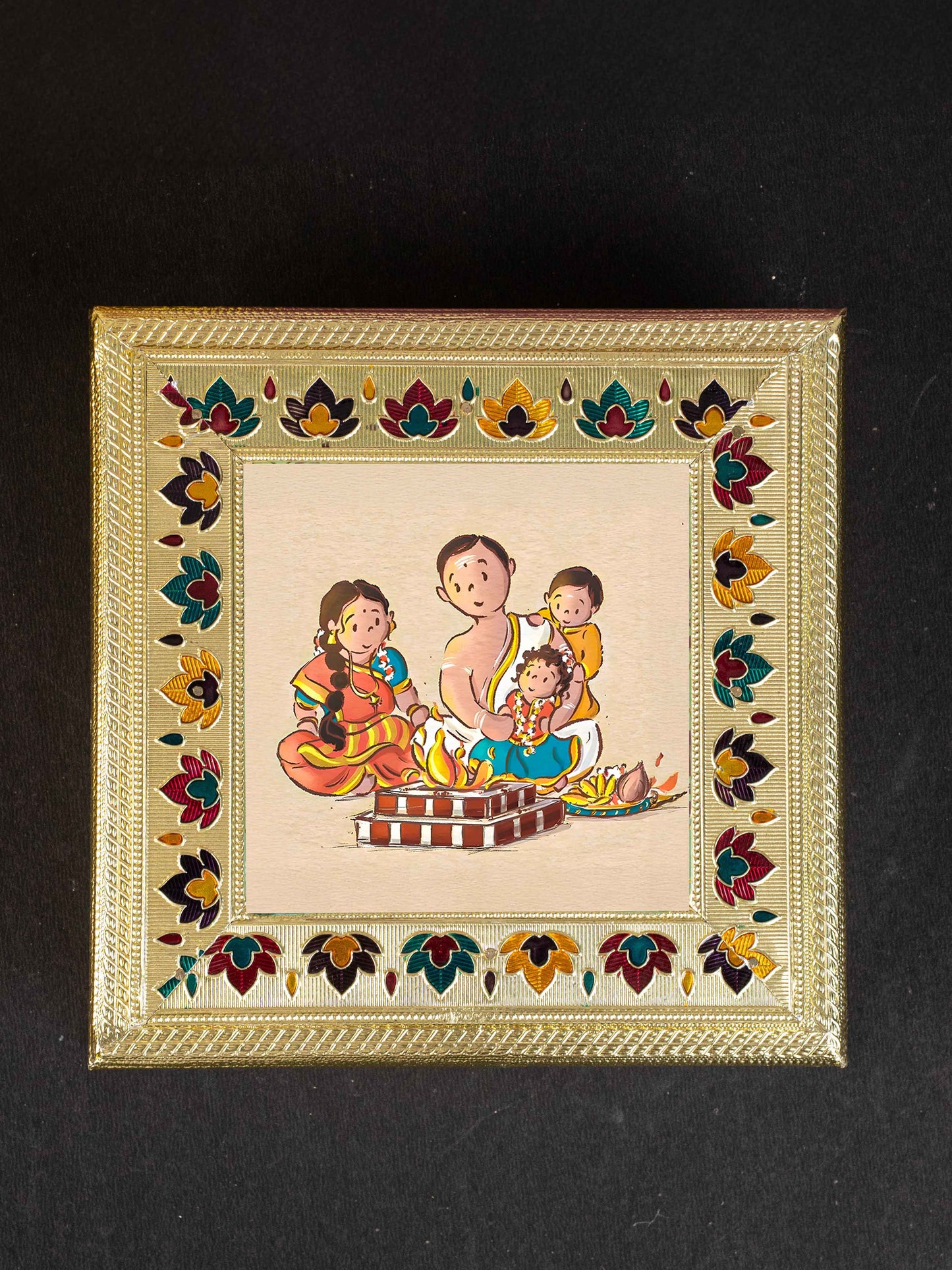 Customized - Meenakari Dry Fruit Box - Gold - 8x8 inch - WL5261
