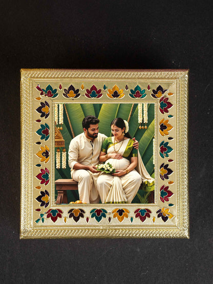 Customized - Meenakari Dry Fruit Box - Gold - 8x8 inch - WL5261