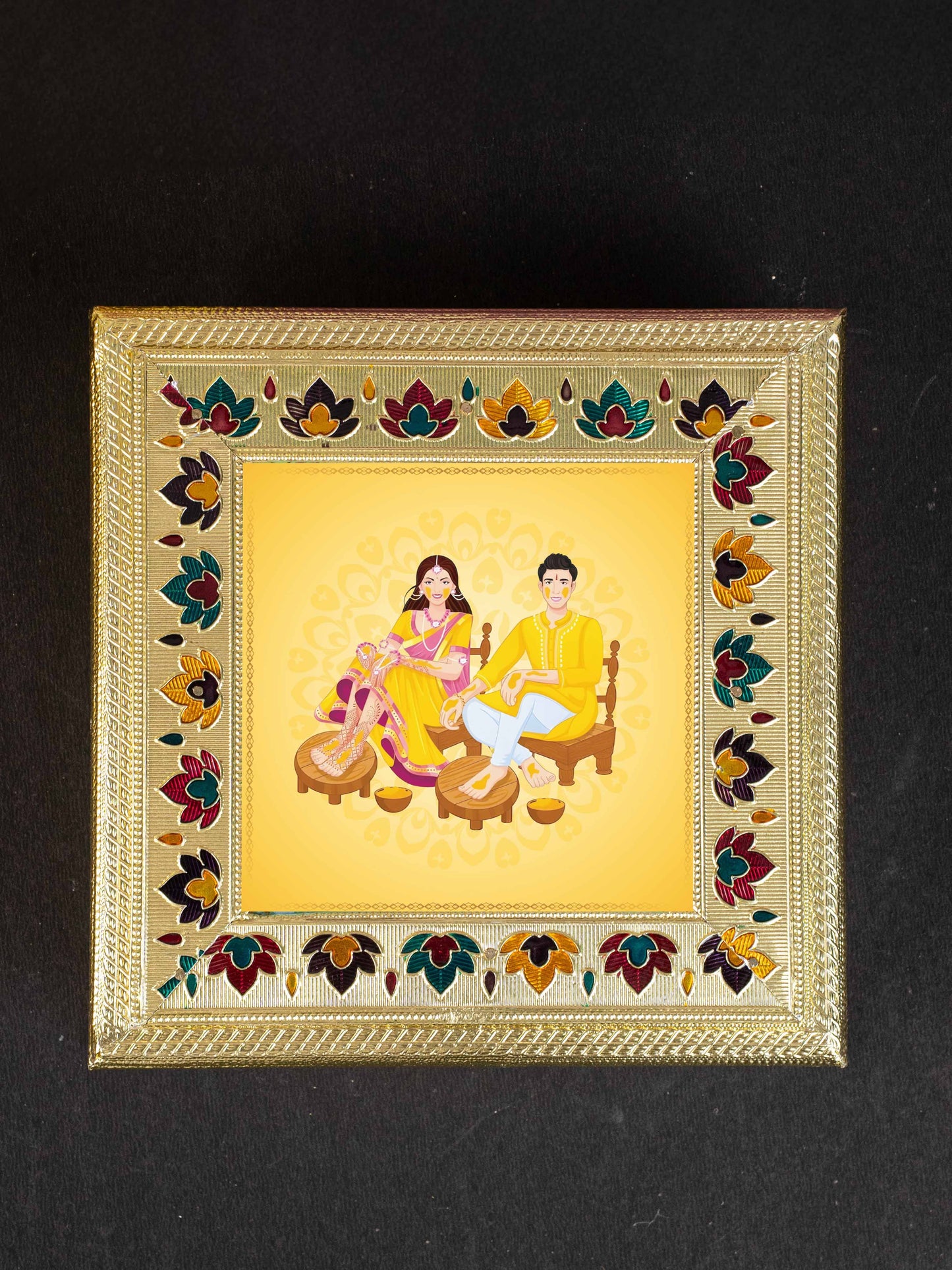 Customized - Meenakari Dry Fruit Box - Gold - 8x8 inch - WL5261