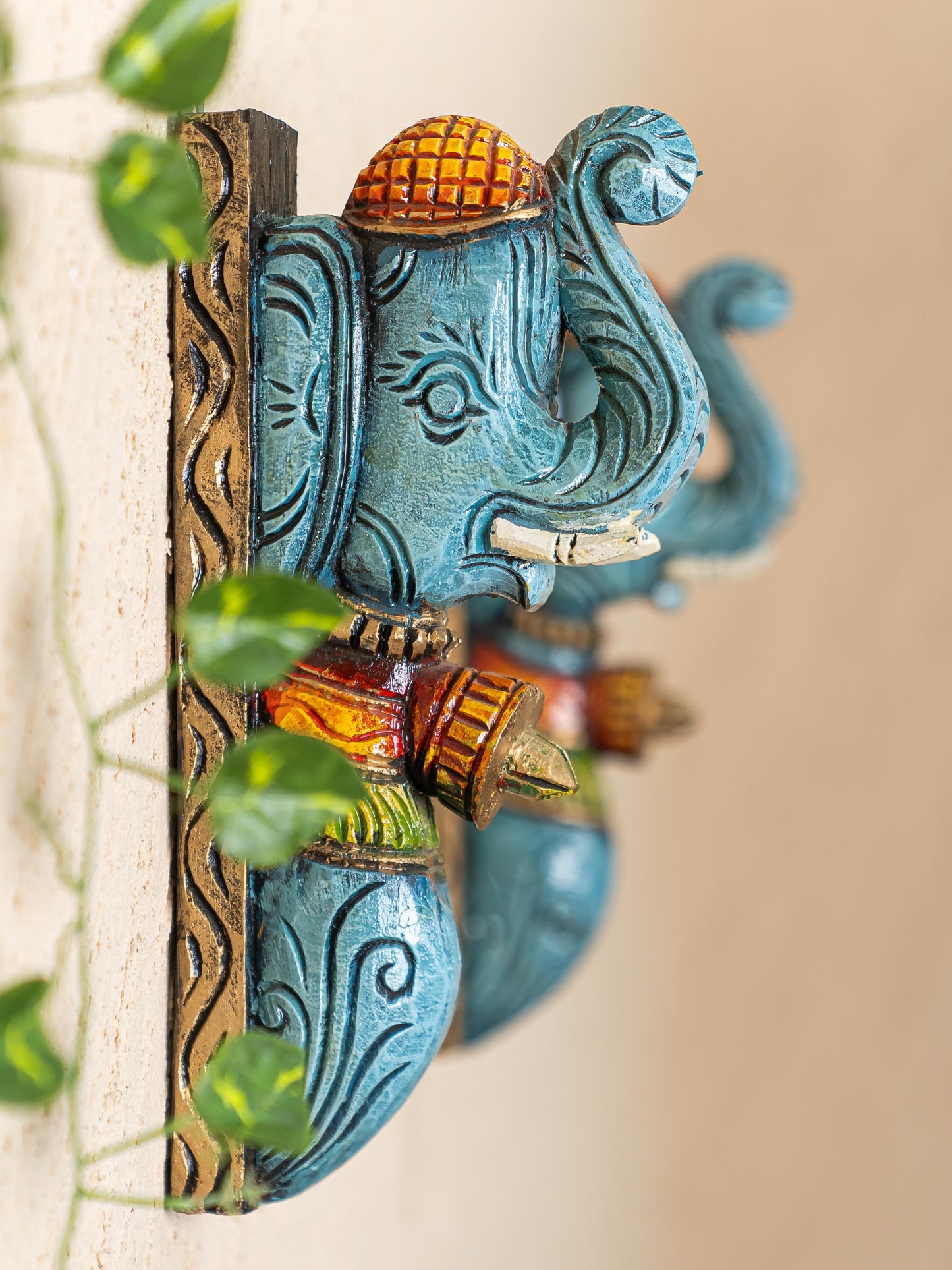 Wooden Carved Elephant Bracket - 12 inch - Set of 2 - WL5262