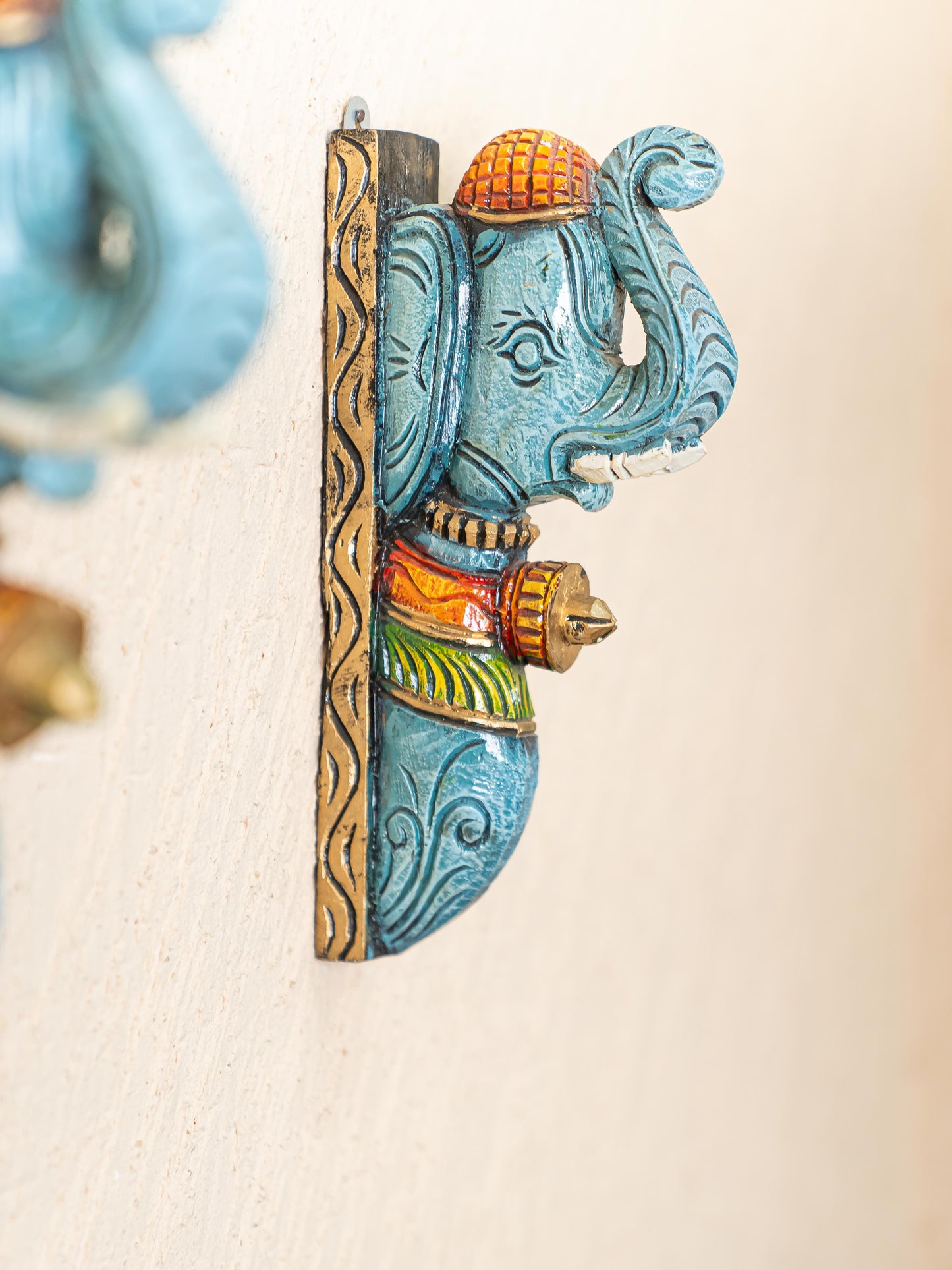 Wooden Carved Elephant Bracket - 12 inch - Set of 2 - WL5262