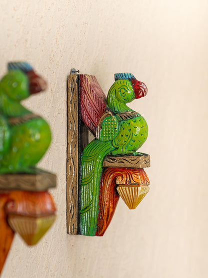 Wooden Carved Parrot Bracket - 12 inch - Set of 2 - WL5265