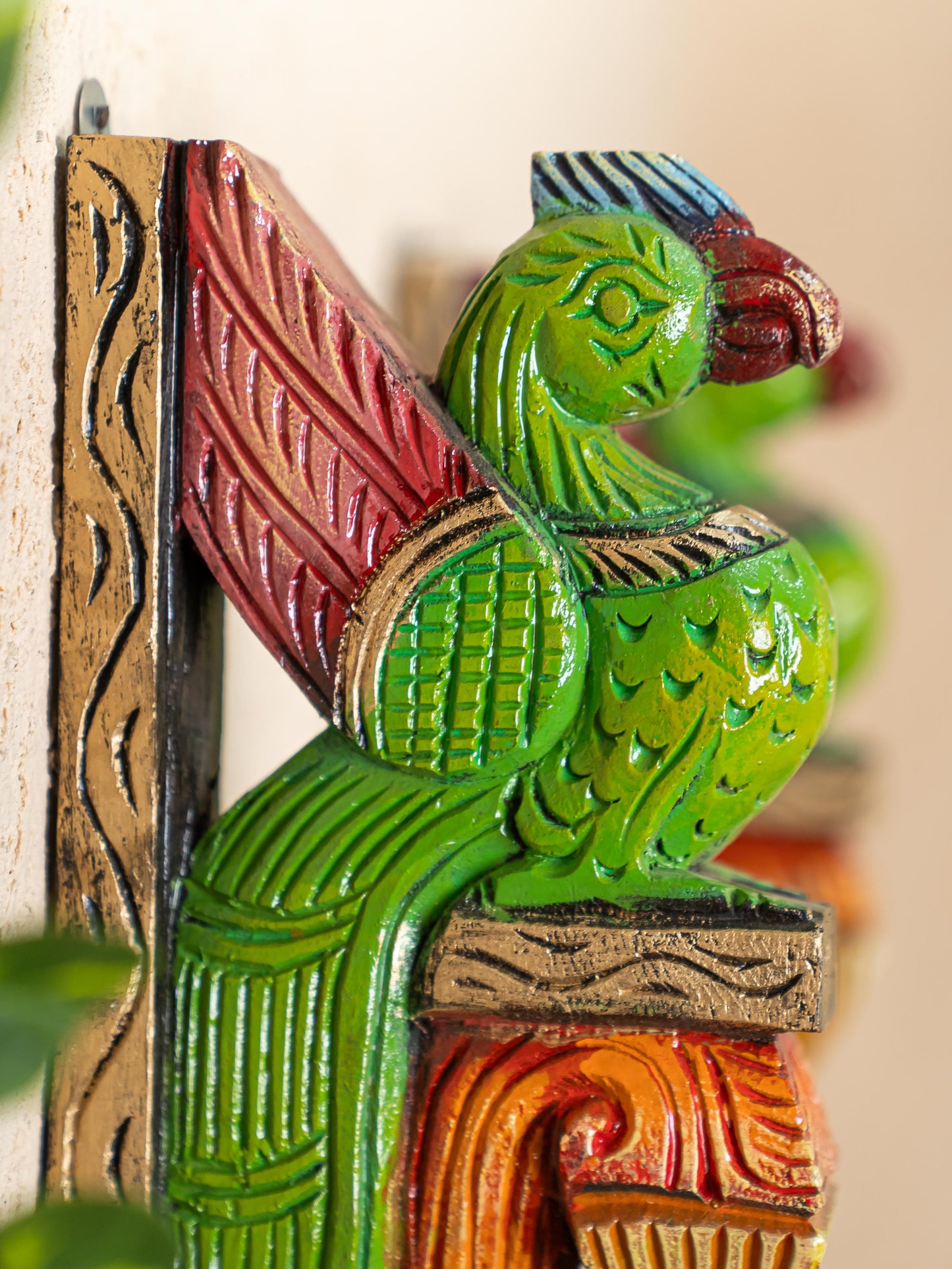 Wooden Carved Parrot Bracket - 12 inch - Set of 2 - WL5265