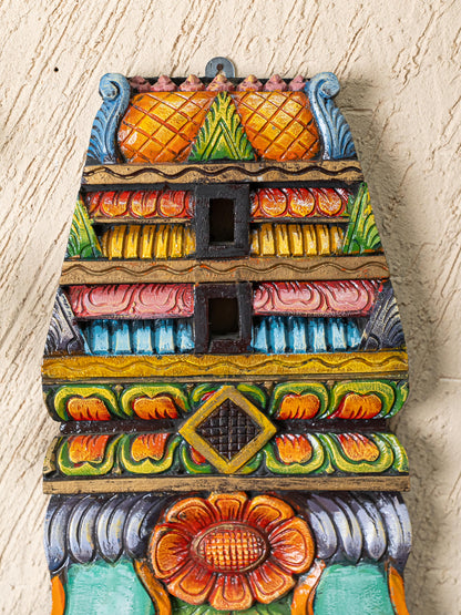 Wooden Carved - Kovil Gopuram Wall Hanging - 15 inch - WL5268