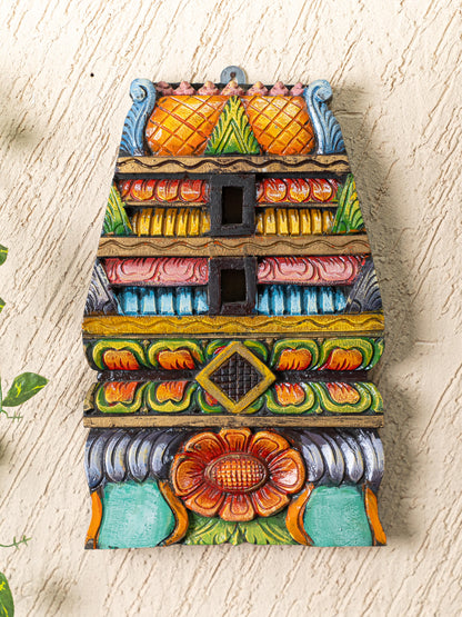 Wooden Carved - Kovil Gopuram Wall Hanging - 15 inch - WL5268