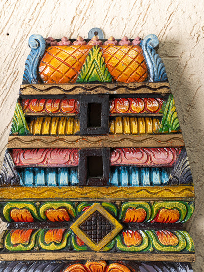 Wooden Carved - Kovil Gopuram Wall Hanging - 15 inch - WL5268