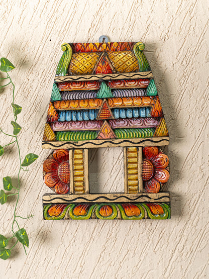 Wooden Carved - Kovil Gopuram Wall Hanging - 15 inch - WL5269
