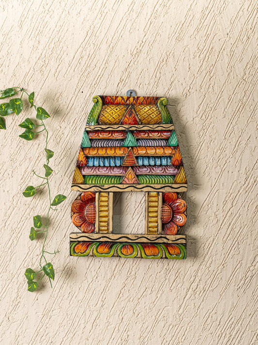 Wooden Carved - Kovil Gopuram Wall Hanging - 15 inch - WL5269
