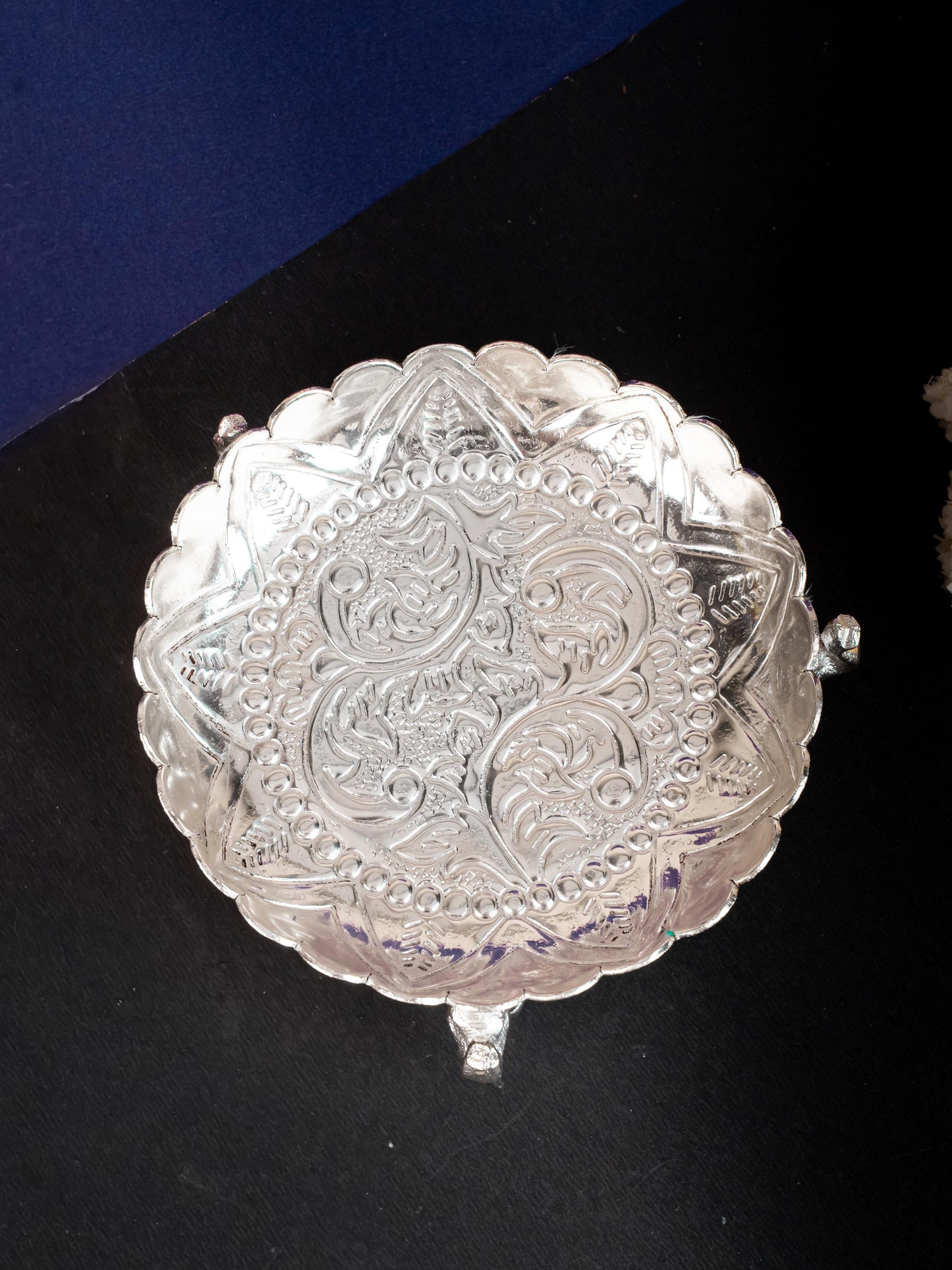 Fancy Pooja Tray with Elephant Stand - 6 inch - WL5270
