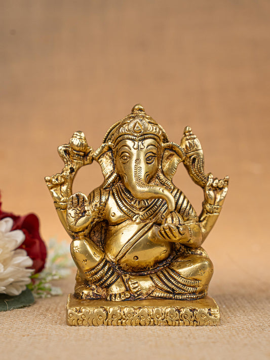 Brass Ganesha Idol - 3 inch - WL5271