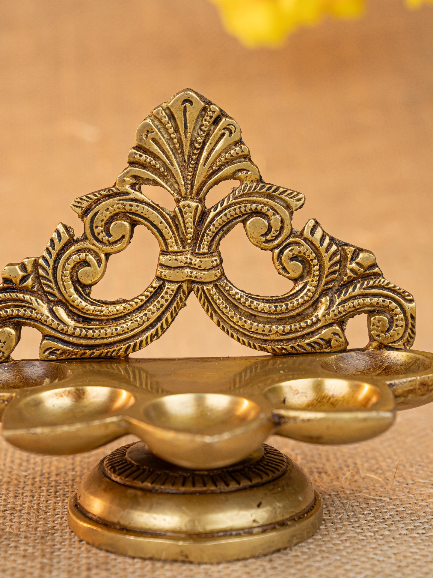 Brass Five Face Diya - 4 inch - WL5272