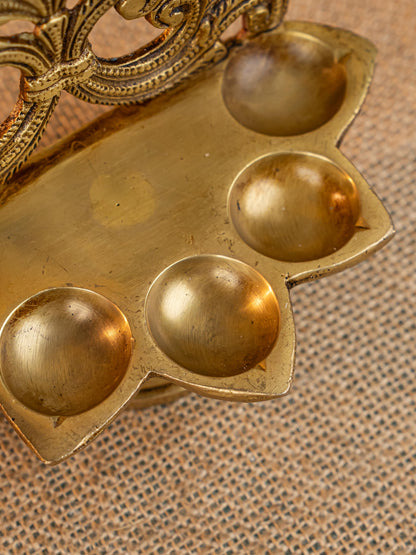Brass Five Face Diya - 4 inch - WL5272