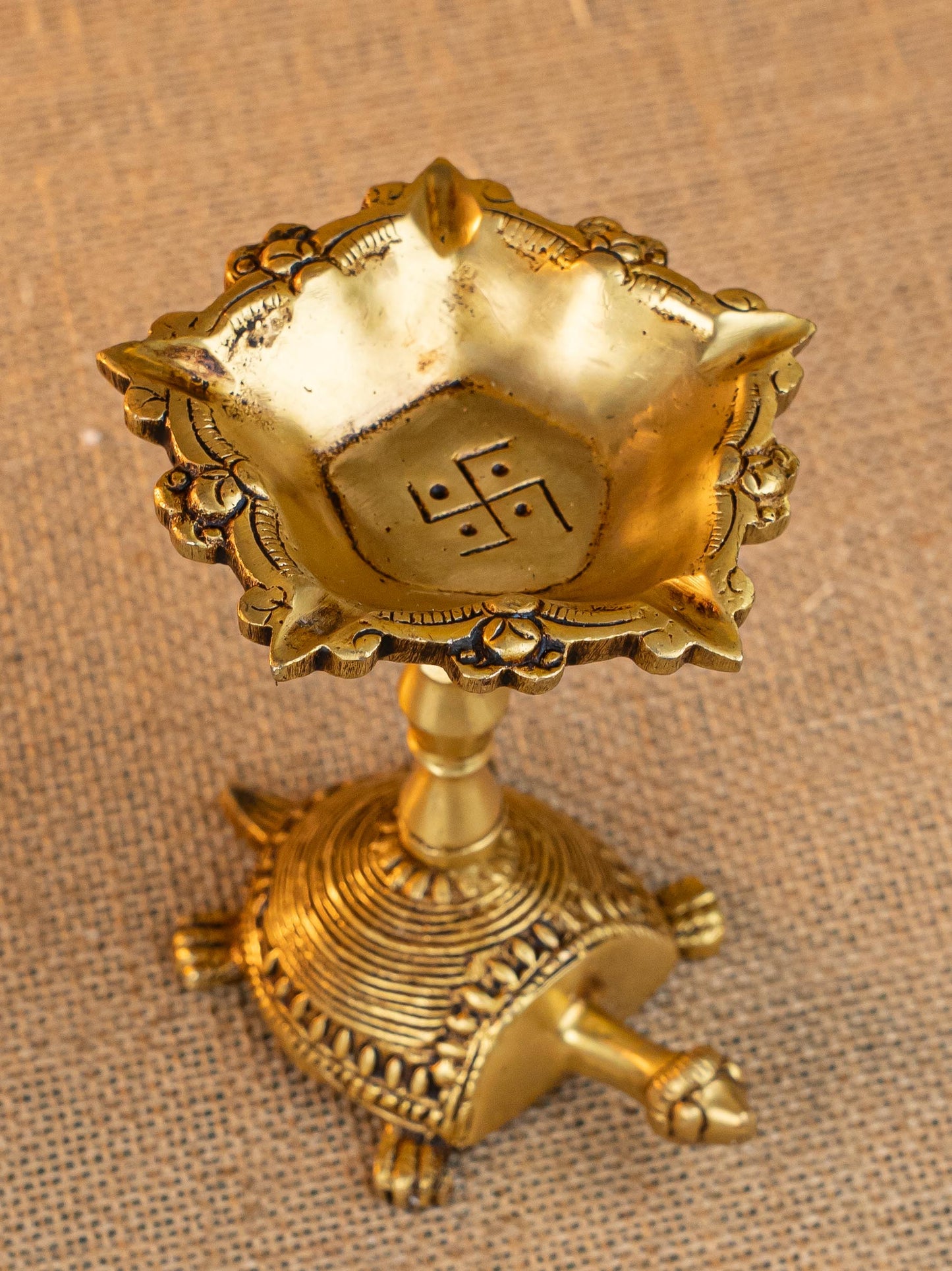Brass Tortoise Diya - 4 inch - WL5273