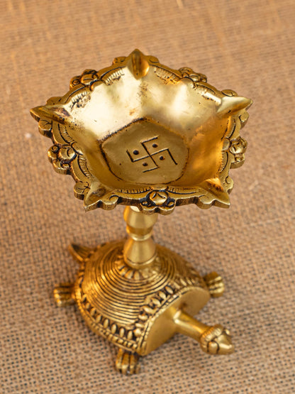 Brass Tortoise Diya - 4 inch - WL5273