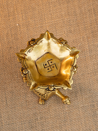 Brass Tortoise Diya - 4 inch - WL5273