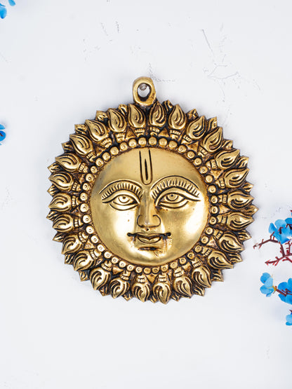 Brass Sun Face Wall Hanging - 6 inch - WL5277