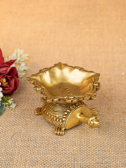 Brass Tortoise with Diya - 2 inch - WL5278