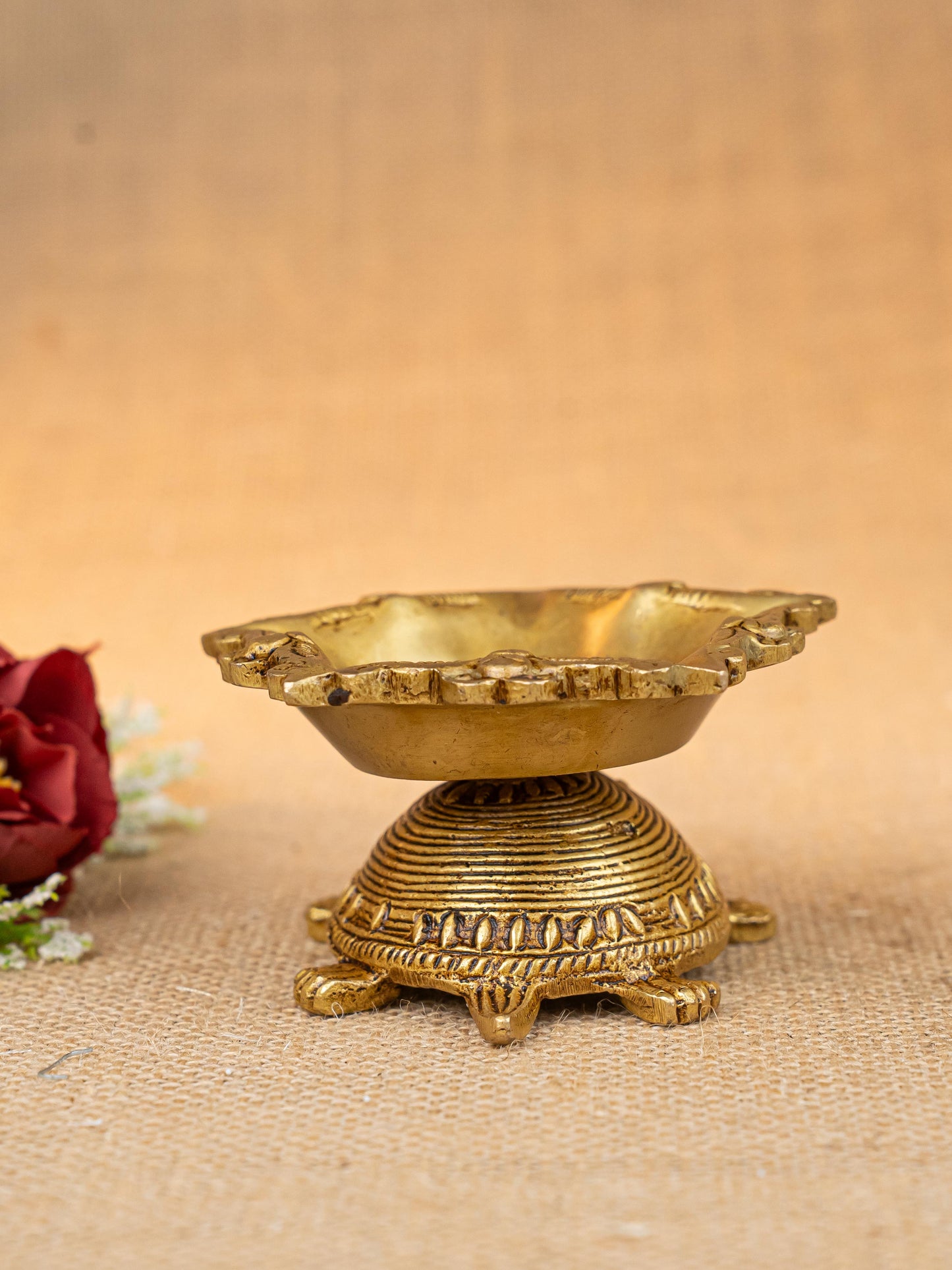 Brass Tortoise with Diya - 2 inch - WL5278
