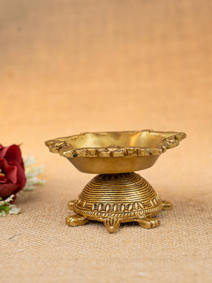 Brass Tortoise with Diya - 2 inch - WL5278
