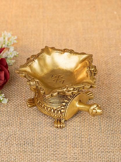 Brass Tortoise with Diya - 2 inch - WL5278