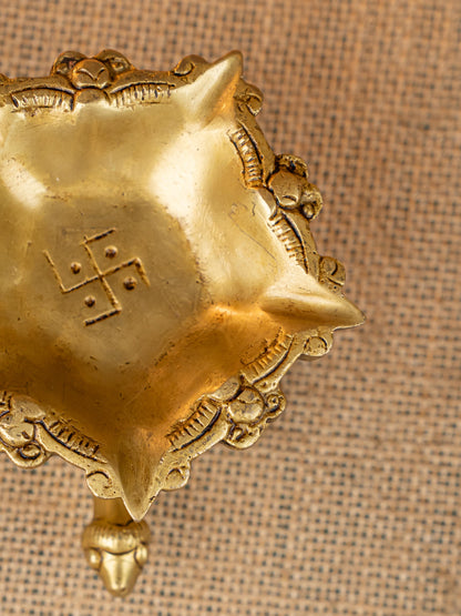 Brass Tortoise with Diya - 2 inch - WL5278
