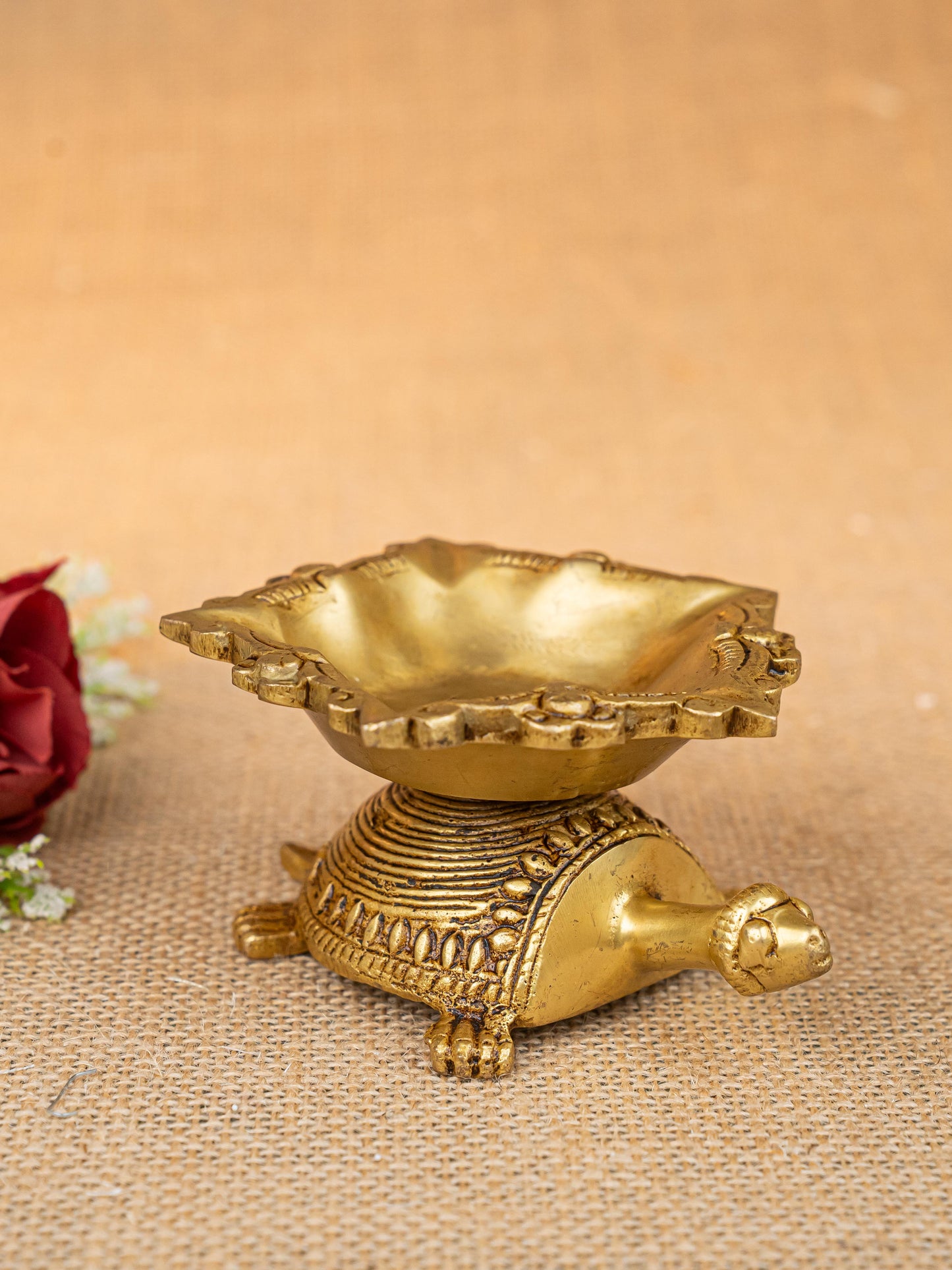 Brass Tortoise with Diya - 2 inch - WL5278