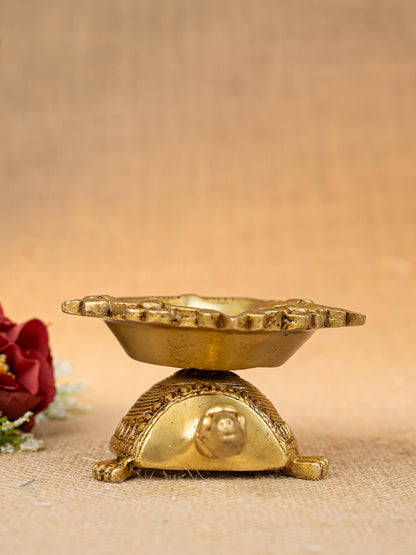 Brass Tortoise with Diya - 2 inch - WL5278