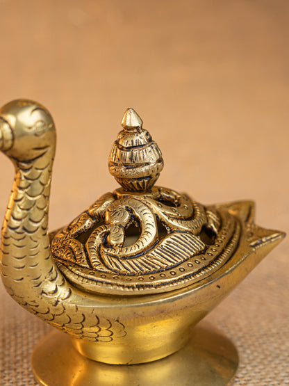 Brass Duck Shape Dhoop Dani - 4 inch - WL5280