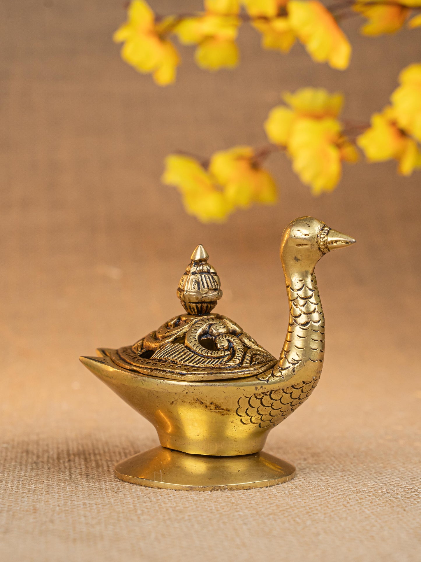 Brass Duck Shape Dhoop Dani - 4 inch - WL5280